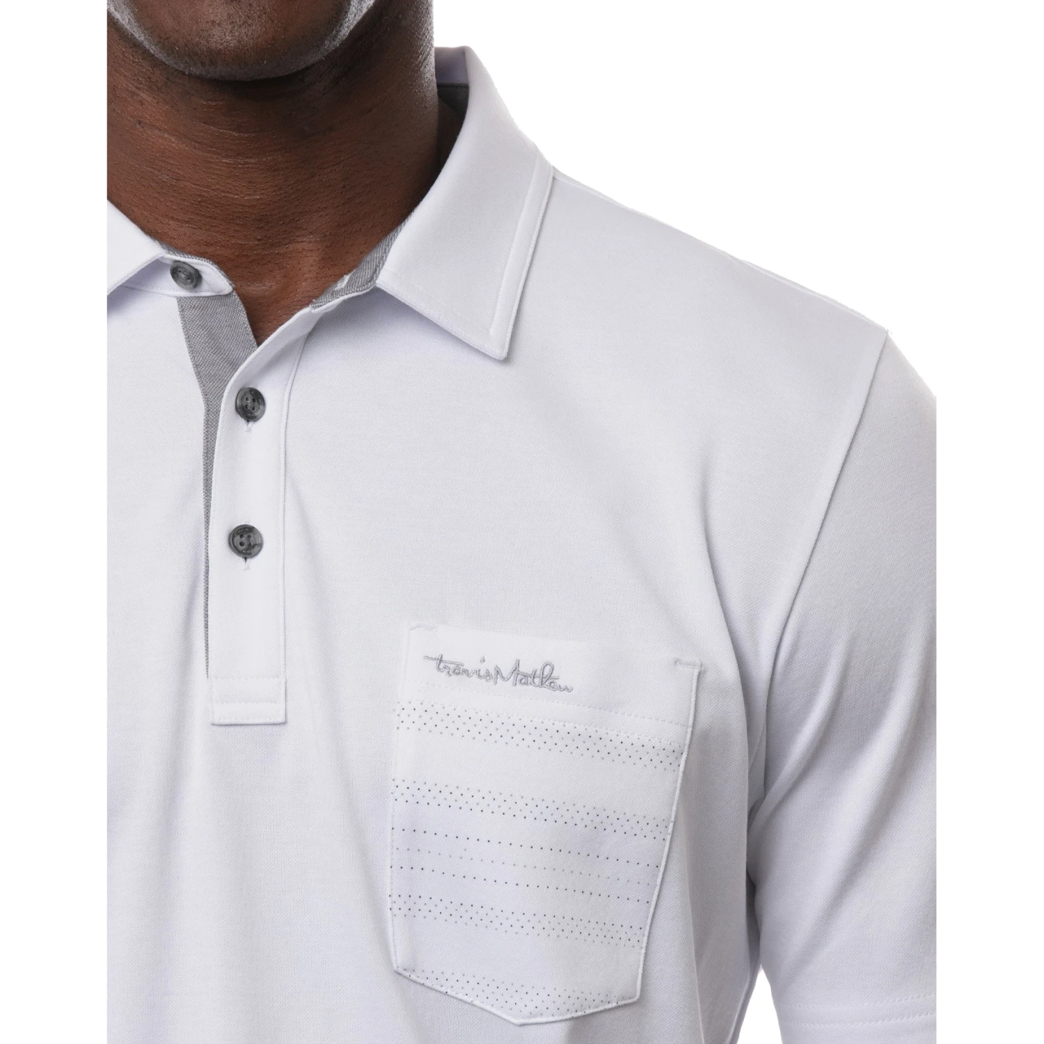 TravisMathew Get Iced White Mens Golf Polo - Image 2